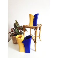 Vasen Set Oder Kerzenständer Set, Asa Selection Aus Keramik 80Er Jahre, Königsblau, Post Modern, Memphis Stil von BrocAntiqueria