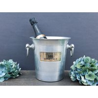 Bricout Vintage-Champagner-Eimer Aus Silbernem Metall, Alter Vintage-Flaschenkühler von BrocanteMaJolie