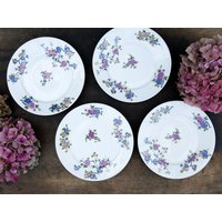 Vintage Limoges Porzellan Dessertteller, Set Aus 4 Kleinen Tellern Mit Alten Blumen, Keramikgeschirr von BrocanteMaJolie