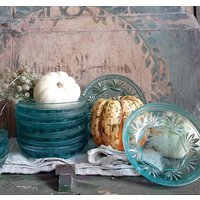 Rar Antiker & Handgeschliffener Grüner Glastellerdesserttellersalattellerobstteller...schweres Dickes Sehr Schönes Glas von BrocanteundAntikes