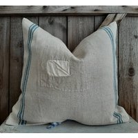 Rar Kissenhülle Aus Antiken Handgewebten Getreidesackleinenleinensack...schönes Leinenkissenfarmhouse Kissenvintage Kissenbauernkissen von BrocanteundAntikes