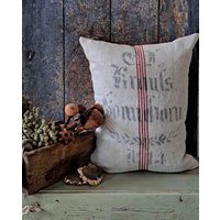 Rar Kissenhülle Aus Antiken Handgewebten Getreidesackleinenleinensack...schönes Leinenkissenprimitives Bauernkissen von BrocanteundAntikes