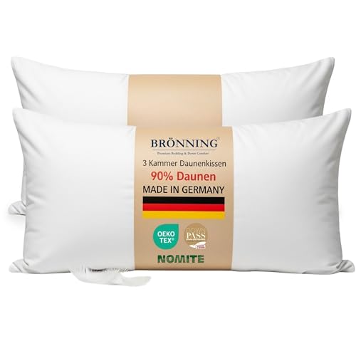 Brönning Made in Germany 2'er Set Daunenkissen 40x80 cm - 3-Kammer Daunenkissen - Kopfkissen 40x80 90% Daunen & 10% Federn - Kissen ÖKO-TEX & Downpass Brönning Made in Germany 2'er Set Daunenkissen 40x80 cm - 3-Kammer Daunenkissen - Kopfkissen 40x80 90% Daunen & 10% Federn - Kissen ÖKO-TEX & Downpass von Brönning