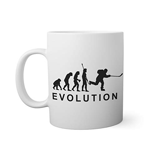 Evolution Of Ice Hockey Player Weißer Becher Mug 330ml von BroiderStudio