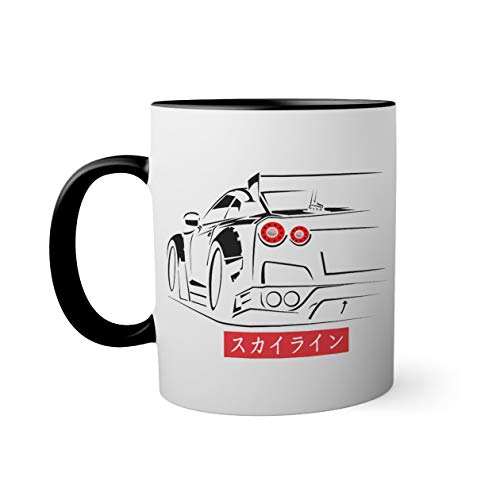 GTR Godzilla R35 JDM Legends japanese Schwarze Innenseite mit passendem Henkelbecher Mug 330ml von BroiderStudio