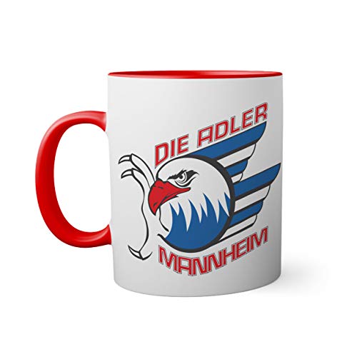 Ice Hockey Team Adler Manheim Eishockey Tasse innen und am Henkel rot außen weiß Mug 330ml von BroiderStudio