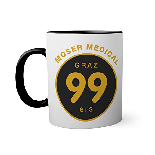 Ice Hockey Team Medical Graz 99ers Eishockey Schwarze Innenseite mit passendem Henkelbecher Mug 330ml von BroiderStudio