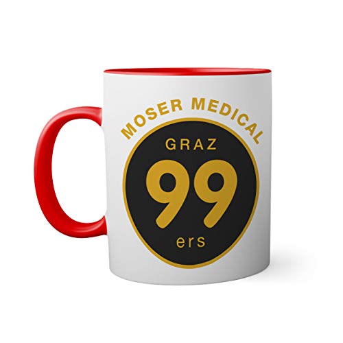 Ice Hockey Team Medical Graz 99ers Eishockey Tasse innen und am Henkel rot außen weiß Mug 330ml von BroiderStudio