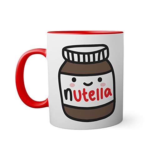 Nutella Jar Happy And Shy Tasse innen und am Henkel rot außen weiß Mug 330ml von BroiderStudio