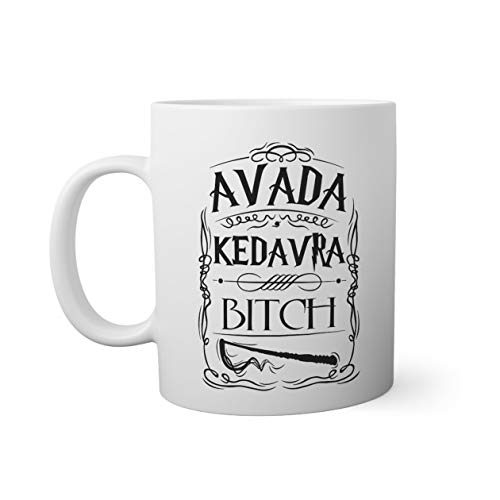 Trendy Avada Kedavra Bitch Weißer Becher Mug 330ml von BroiderStudio