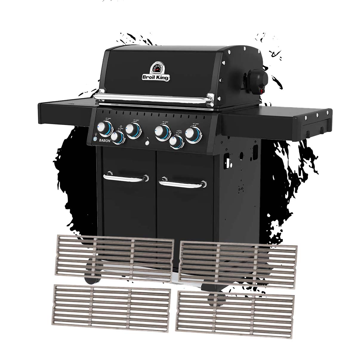 Broil King Baron 490 IR Shadow inkl. Drehspieß & Edelstahl-Gussroste von Broil King