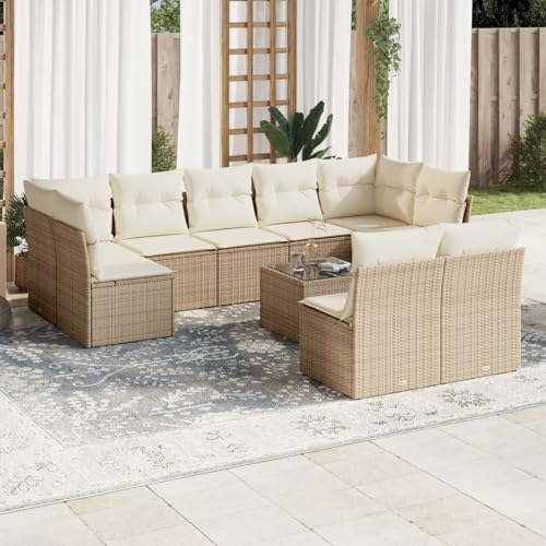 Brokky 10-TLG. Garten-Sofagarnitur mit Kissen Outdoor Sitzgruppe Lounge Set Balkon Outdoor Furniture TerassenmöBel AußEn Lounge Beige Poly Rattan / 3218158 Brokky 10-TLG. Garten-Sofagarnitur mit Kissen Outdoor Sitzgruppe Lounge Set Balkon Outdoor Furniture TerassenmöBel AußEn Lounge Beige Poly Rattan / 3218158 von Brokky