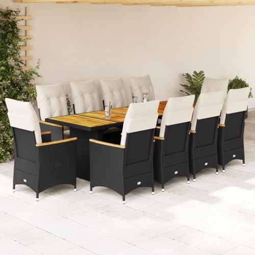 Brokky 11-TLG. Garten-Bistro-Set mit Kissen GartenmöBel Set Balkontisch Bistroset Bistrotisch Mit StüHlen Schwarz Poly Rattan / 3277250 Brokky 11-TLG. Garten-Bistro-Set mit Kissen GartenmöBel Set Balkontisch Bistroset Bistrotisch Mit StüHlen Schwarz Poly Rattan / 3277250 von Brokky
