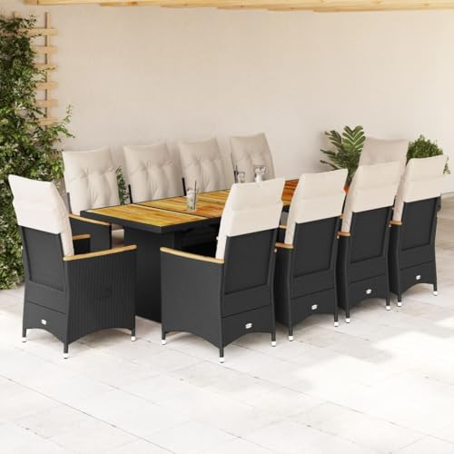 Brokky 11-TLG. Garten-Bistro-Set mit Kissen GartenmöBel Set Balkontisch Bistroset Bistrotisch Mit StüHlen Schwarz Poly Rattan / 3277268 Brokky 11-TLG. Garten-Bistro-Set mit Kissen GartenmöBel Set Balkontisch Bistroset Bistrotisch Mit StüHlen Schwarz Poly Rattan / 3277268 von Brokky