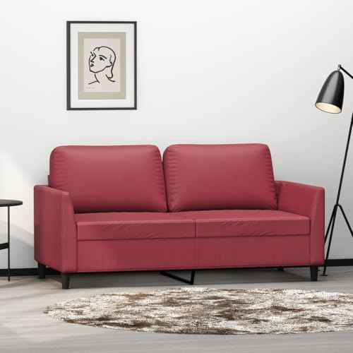 Brokky 2-Sitzer-Sofa Couch 2 Sitzer Loveseat Sofas FüR Wohnzimmer Sofa Loveseats Weinrot 140 cm Kunstleder - 359336 von Brokky
