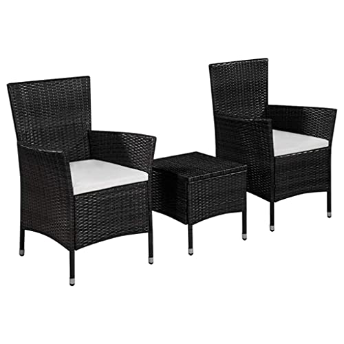 Brokky 3-TLG. Bistro-Set Balkonset Bistrotisch Outdoor BalkonmöBel Bistro Set Outdoor Poly Rattan Schwarz / 44094 von Brokky