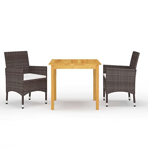 Brokky 3-TLG. Garten-Essgruppe Gartenlounge Set LoungemöBel Terrasse Esstisch Set GartenmöBel Essgruppe Braun von Brokky