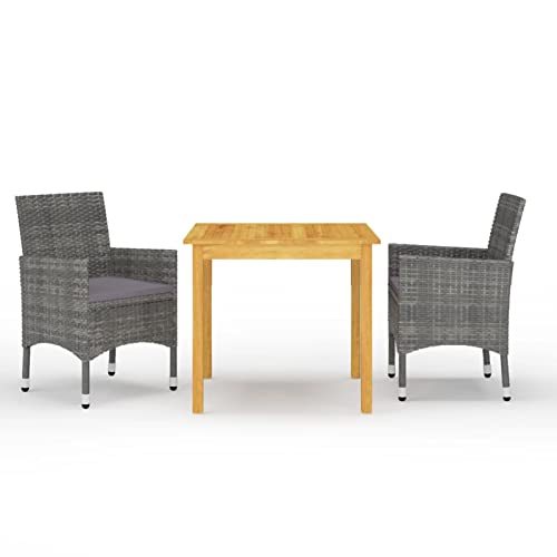 Brokky 3-TLG. Garten-Essgruppe Gartenlounge Set LoungemöBel Terrasse Esstisch Set GartenmöBel Essgruppe Grau von Brokky