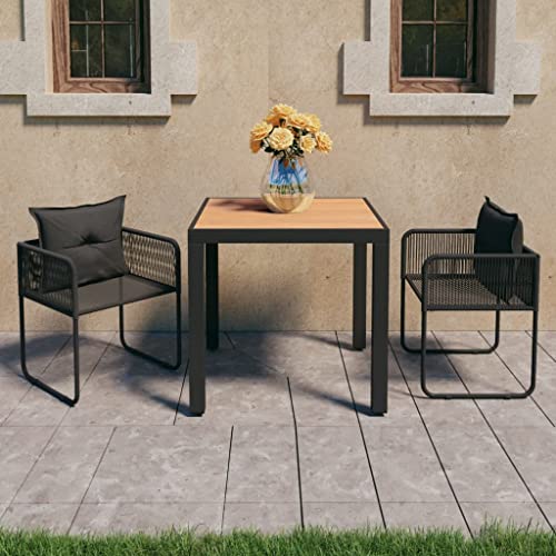 Brokky 3-TLG. Garten-Essgruppe Sitzgruppe Outdoor TerrassenmöBel Garten Essgruppe Garten MöBel Set Sitzgarnitur Garten PVC Rattan Schwarz und Braun von Brokky