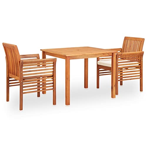 Brokky 3-TLG. Garten-Essgruppe mit Auflagen Balkon MöBel FüR Kleinen Balkon Outdoor Tisch Und StüHle Set Balkon Set 3tlg Massivholz Akazie von Brokky