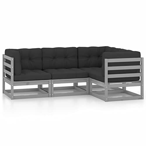 Brokky 4-TLG. Garten-Lounge-Set mit Kissen Loungegarnitur GartenmöBel Sitzgruppe GartenmöBel Set Outdoor LoungemöBel Kiefer Massivholz von Brokky