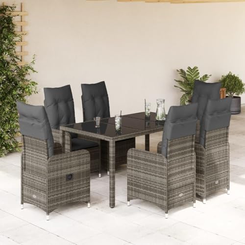 Brokky 5-TLG. Garten-Bistro-Set mit Kissen GartenmöBel Set Balkontisch Bistroset Bistrotisch Mit StüHlen Grau Poly Rattan / 3277036 von Brokky