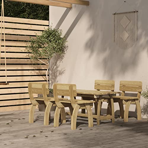 Brokky 5-TLG. Garten-Essgruppe Balkon Sitzgruppe Garten Essgruppe Outdoor Furniture GartenmöBel Set Kiefernholz Imprägniert von Brokky