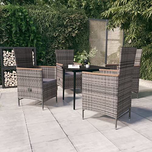 Brokky 5-TLG. Garten-Essgruppe mit Kissen GartenmöBel Set Gartentisch Mit StüHlen Set Garten Essgruppe Outdoor Furniture Grau 3099450 von Brokky
