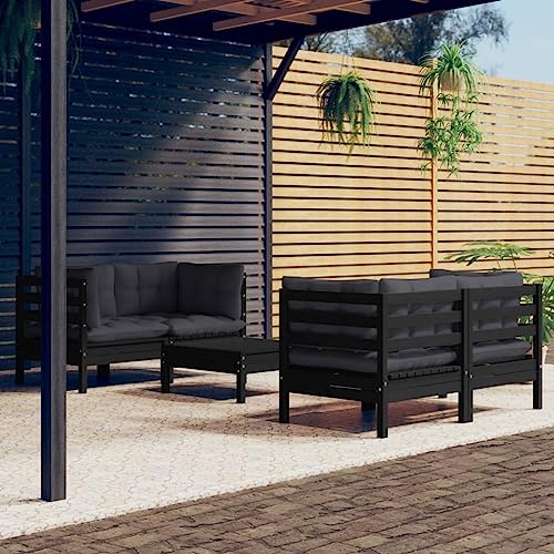 Brokky 5-TLG. Garten-Lounge-Set mit Anthrazit Kissen Lounge GartenmöBel Set TerrassenmöBel LoungemöBel GartenmöBel Set GüNstig Kiefernholz 3096026 von Brokky