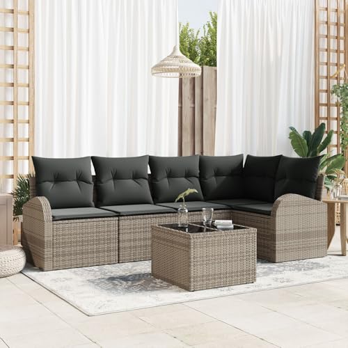 Brokky 5-TLG. Garten-Sofagarnitur mit Kissen Garten LoungemöBel Set Lounge Set Outdoor Garden Sofas Schwarz Poly Rattan / 3346049 von Brokky