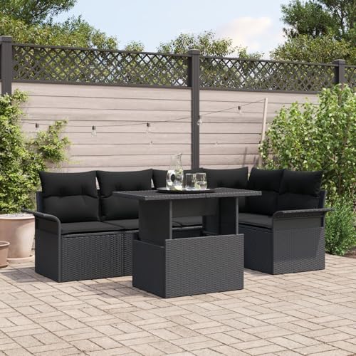 Brokky 6-TLG. Garten-Sofagarnitur mit Kissen Garten LoungemöBel Set Lounge Set Outdoor Garden Sofas Garten Sofa Outdoor Schwarz Poly Rattan / 3348289 Brokky 6-TLG. Garten-Sofagarnitur mit Kissen Garten LoungemöBel Set Lounge Set Outdoor Garden Sofas Garten Sofa Outdoor Schwarz Poly Rattan / 3348289 von Brokky