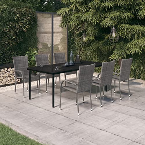 Brokky 7-TLG. Garten-Essgruppe GartenmöBeln TerrassenmöBel GartenmöBel FüR DraußEn StüHle Tisch Set Grau und Schwarz 3099393 Brokky 7-TLG. Garten-Essgruppe GartenmöBeln TerrassenmöBel GartenmöBel FüR DraußEn StüHle Tisch Set Grau und Schwarz 3099393 von Brokky