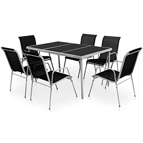 Brokky 7-TLG. Garten-Essgruppe Gartentisch Mit StüHlen Gartengarnitur Set Sitzgarnitur Garten Stahl Schwarz Brokky 7-TLG. Garten-Essgruppe Gartentisch Mit StüHlen Gartengarnitur Set Sitzgarnitur Garten Stahl Schwarz von Brokky