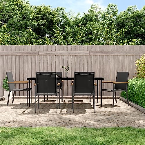 Brokky 7-TLG. Garten-Essgruppe Outdoor Furniture GartenmöBel Set Balkon Sitzgruppe Garten Essgruppe Schwarz Textilene und Stahl / 3187039 Brokky 7-TLG. Garten-Essgruppe Outdoor Furniture GartenmöBel Set Balkon Sitzgruppe Garten Essgruppe Schwarz Textilene und Stahl / 3187039 von Brokky