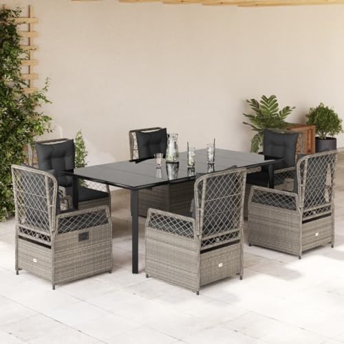 Brokky 7-TLG. Garten-Essgruppe mit Kissen Gartenset Tisch Und StüHle GartenmöBel Set Garden Furniture Essgruppe Outdoor Hellgrau Poly Rattan / 3263039 Brokky 7-TLG. Garten-Essgruppe mit Kissen Gartenset Tisch Und StüHle GartenmöBel Set Garden Furniture Essgruppe Outdoor Hellgrau Poly Rattan / 3263039 von Brokky