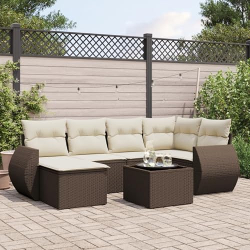 Brokky 7-TLG. Garten-Sofagarnitur mit Kissen Garten LoungemöBel Set TerrassenmöBel Outdoor Sofa LoungemöBel Terrasse Braun Poly Rattan / 3254010 Brokky 7-TLG. Garten-Sofagarnitur mit Kissen Garten LoungemöBel Set TerrassenmöBel Outdoor Sofa LoungemöBel Terrasse Braun Poly Rattan / 3254010 von Brokky