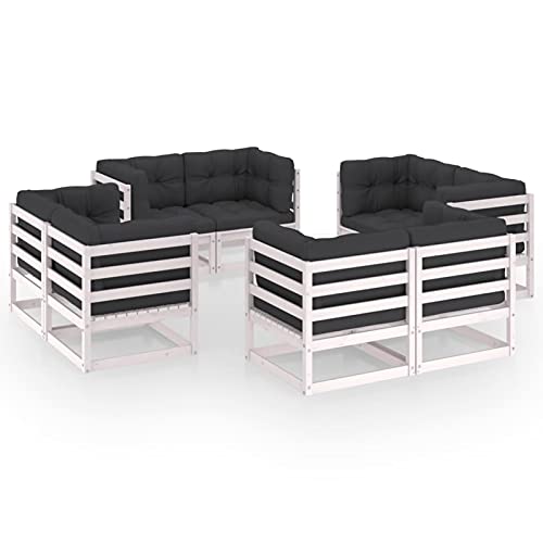 Brokky 8-TLG. Garten-Lounge-Set mit Kissen TerrassenmöBel Garten LoungemöBel Set Balcony Furniture Lounge MöBel Kiefer Massivholz / 3076335 von Brokky
