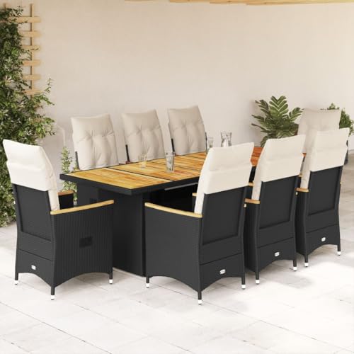Brokky 9-TLG. Garten-Bistro-Set mit Kissen GartenmöBel Set Balkontisch Bistroset Bistrotisch Mit StüHlen Schwarz Poly Rattan / 3277267 Brokky 9-TLG. Garten-Bistro-Set mit Kissen GartenmöBel Set Balkontisch Bistroset Bistrotisch Mit StüHlen Schwarz Poly Rattan / 3277267 von Brokky