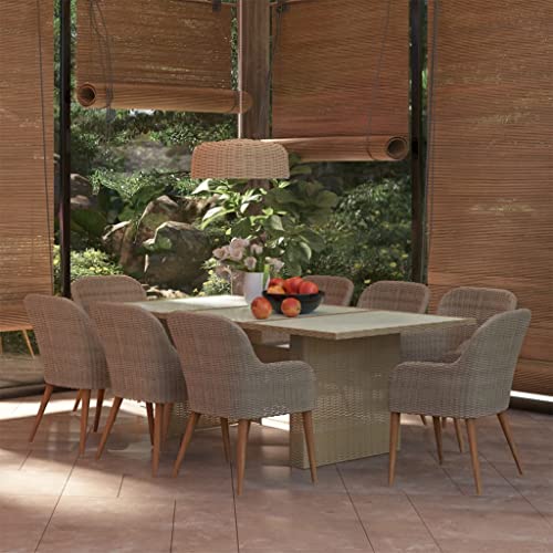 Brokky 9-TLG. Garten-Essgruppe GartenmöBel Set Gartentisch Mit StüHlen Set Garten MöBel Set Sitzgruppe Poly Rattan Braun 3059487 von Brokky