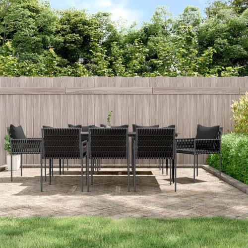 Brokky 9-TLG. Garten-Essgruppe mit Kissen Gartenlounge Outdoor Garten Essgruppe Gartentisch Set Garten Sitzgruppe Poly Rattan und Stahl / 3187064 von Brokky