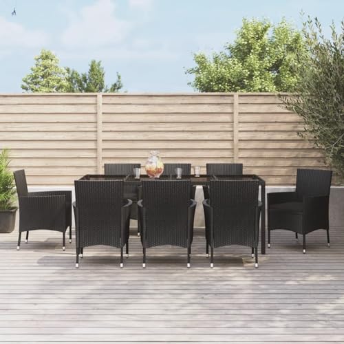 Brokky 9-TLG. Garten-Essgruppe mit Kissen Gartenlounge Outdoor Garten Essgruppe Gartentisch Set Garten Sitzgruppe Schwarz Poly Rattan / 3187329 Brokky 9-TLG. Garten-Essgruppe mit Kissen Gartenlounge Outdoor Garten Essgruppe Gartentisch Set Garten Sitzgruppe Schwarz Poly Rattan / 3187329 von Brokky