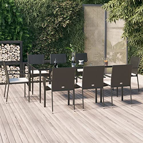 Brokky 9-TLG. Garten-Essgruppe mit Kissen GartenmöBel Set Gartentisch Mit StüHlen Set Dining Lounge Garten MöBel Set Schwarz Poly Rattan 3185124 Brokky 9-TLG. Garten-Essgruppe mit Kissen GartenmöBel Set Gartentisch Mit StüHlen Set Dining Lounge Garten MöBel Set Schwarz Poly Rattan 3185124 von Brokky