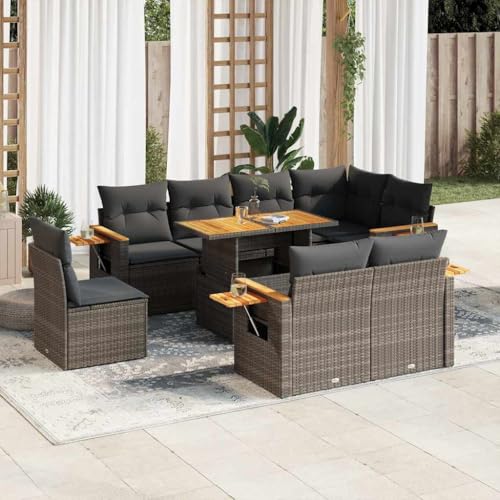 Brokky 9-TLG. Garten-Sofagarnitur mit Kissen Balkonsofa LoungemöBel TerrassenmöBel Outdoor Sofa Garten LoungemöBel Set Grau Poly Rattan Akazie / 3327616 Brokky 9-TLG. Garten-Sofagarnitur mit Kissen Balkonsofa LoungemöBel TerrassenmöBel Outdoor Sofa Garten LoungemöBel Set Grau Poly Rattan Akazie / 3327616 von Brokky