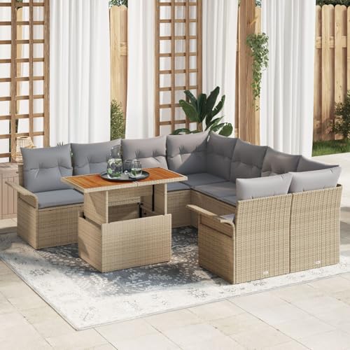 Brokky 9-TLG. Garten-Sofagarnitur mit Kissen Garten Set MöBel Lounge MöBel Outdoor Lounge Sofa Outdoor Beige Poly Rattan Akazie / 3349314 Brokky 9-TLG. Garten-Sofagarnitur mit Kissen Garten Set MöBel Lounge MöBel Outdoor Lounge Sofa Outdoor Beige Poly Rattan Akazie / 3349314 von Brokky