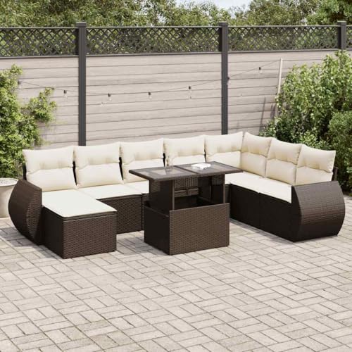 Brokky 9-TLG. Garten-Sofagarnitur mit Kissen Outdoor Sofa Garten LoungemöBel Set Balkonsofa LoungemöBel TerrassenmöBel Braun Poly Rattan / 3326694 Brokky 9-TLG. Garten-Sofagarnitur mit Kissen Outdoor Sofa Garten LoungemöBel Set Balkonsofa LoungemöBel TerrassenmöBel Braun Poly Rattan / 3326694 von Brokky