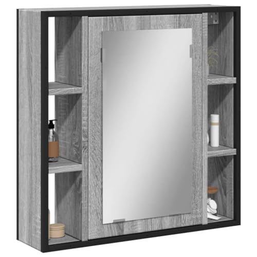 Brokky Bad-Spiegelschrank Grau Sonoma 60x16x60 cm Spiegelschrank Bad Mit Beleuchtung SpiegelschräNke FüRs Bad Spiegelschrank Holzwerkstoff von Brokky