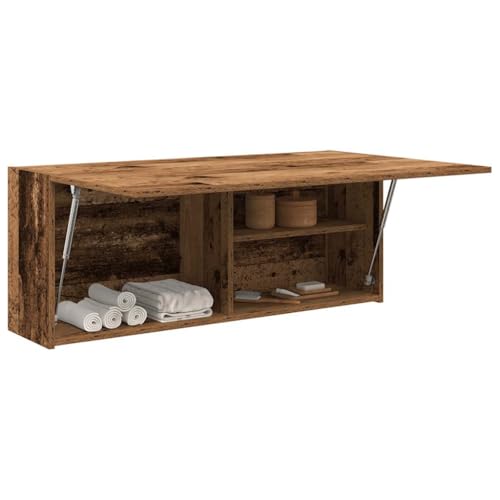 Brokky Bad-Wandschrank Badezimmer HäNgeschrank Wandschrank HäNgend Badschrank Altholz-Optik 100x25x40 cm Holzwerkstoff von Brokky