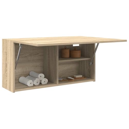 Brokky Bad-Wandschrank Badezimmer HäNgeschrank Wandschrank HäNgend Badschrank Sonoma-Eiche 80x25x40 cm Holzwerkstoff von Brokky