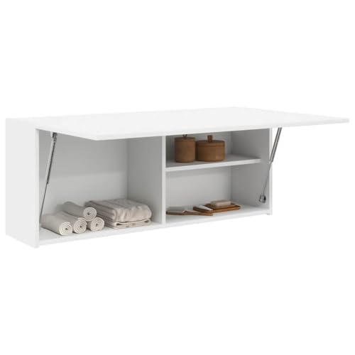 Brokky Bad-Wandschrank Badezimmer HäNgeschrank Wandschrank HäNgend Badschrank Weiß 100x25x40 cm Holzwerkstoff von Brokky
