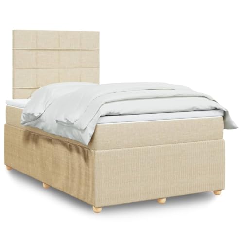 Brokky Boxspringbett mit Matratze Bett Mit Matratze Bett Mit Bettkasten Boxspringbetten Mit Matratze Creme 120x190 cm Stoff / 3292000 von Brokky